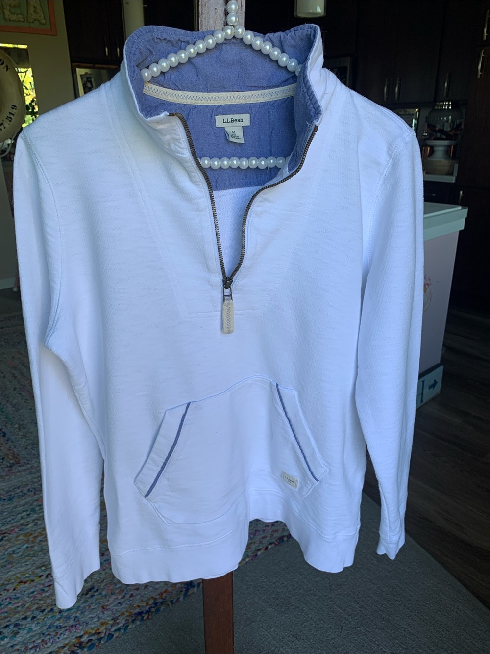 L.L. Bean Women's 100% Organic Cotton Quarter-Zip Pullover Sweatshirt Size M